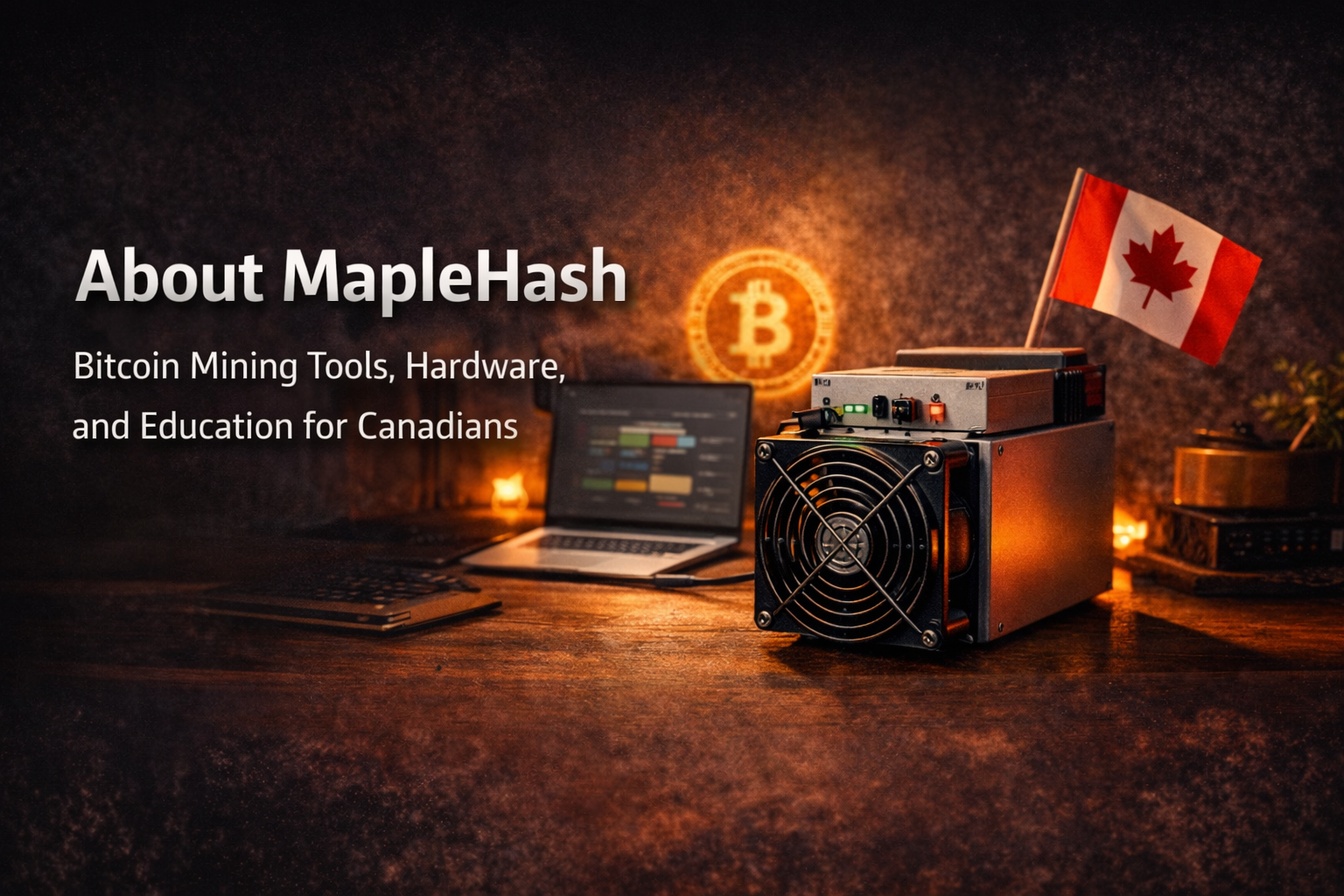About MapleHash banner – Canadian home Bitcoin mining equipment and solo mining resources