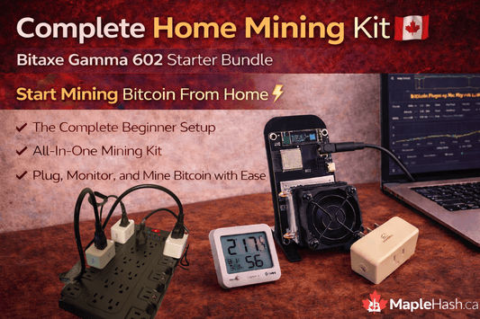 Bitaxe Gamma 602 Home Bitcoin Mining Starter Bundle 🇨🇦 | Complete Setup Kit (Low Power + Monitoring) - Maplehash Canada