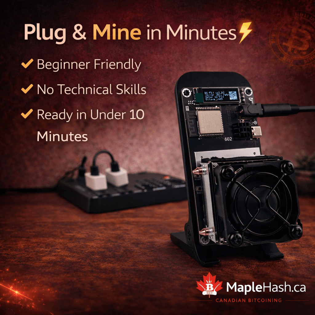 Bitaxe Gamma 602 Home Bitcoin Mining Starter Bundle 🇨🇦 | Complete Setup Kit (Low Power + Monitoring) - Maplehash Canada