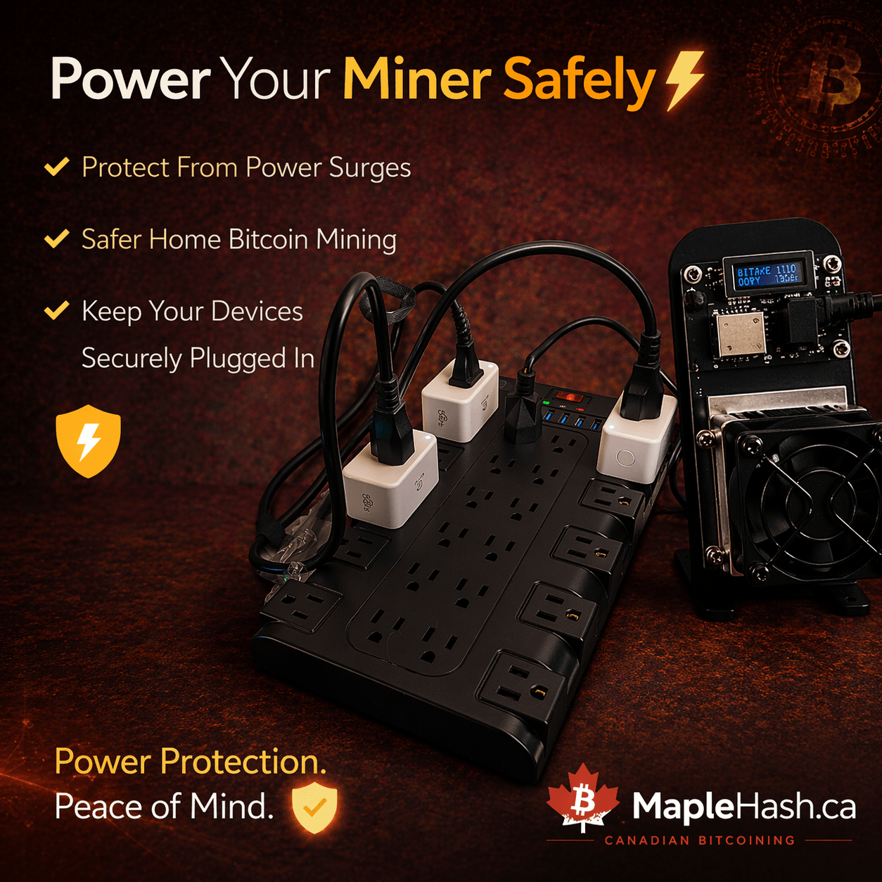 Bitaxe Gamma 602 Home Bitcoin Mining Starter Bundle 🇨🇦 | Complete Setup Kit (Low Power + Monitoring) - Maplehash Canada