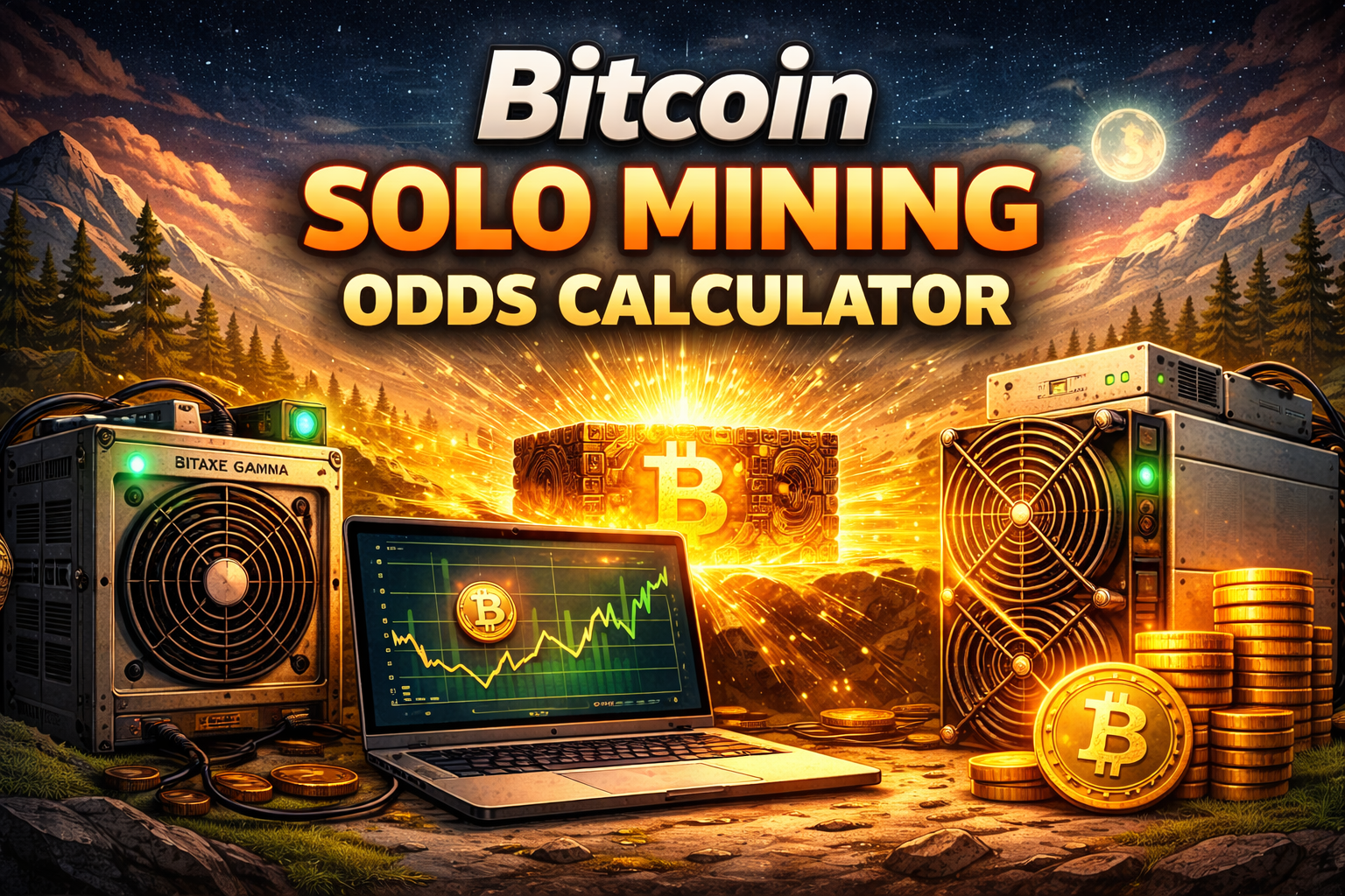 Bitcoin solo mining odds calculator by MapleHash to estimate chances of mining a block