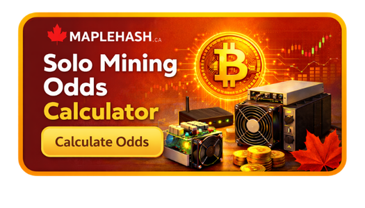 MapleHash home Bitcoin solo mining odds calculator to estimate chances of mining a block