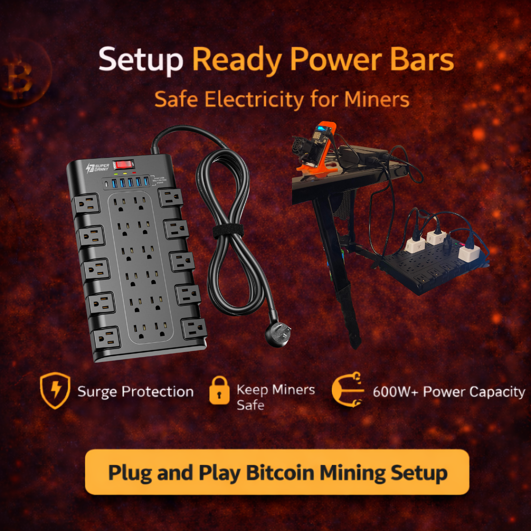 home bitcoin mining desk setup with power hub