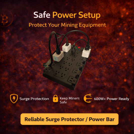 22 - Outlet Mining Power Hub – 2100J Surge Protector w/ 6 USB (Setup Ready) - Maplehash Canada