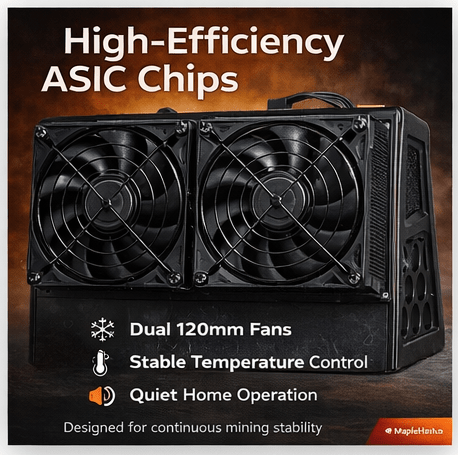 NerdOctaxe Rev 3.1 12 TH/s home Bitcoin miner with dual 120mm cooling fans – open source solo mining hardware from MapleHash