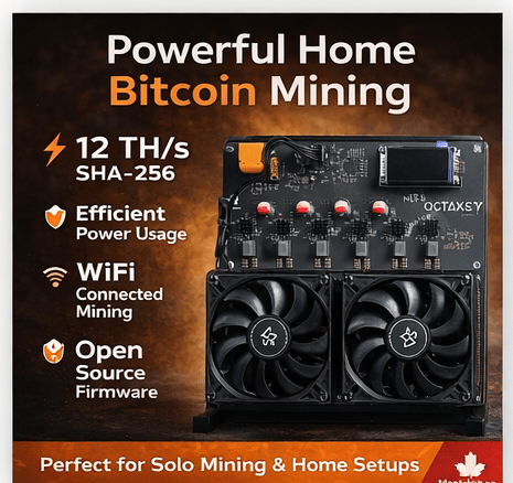 Powerful home Bitcoin mining hardware – NerdOctaxe Rev 3.1 solo mining device with 12 TH/s hashrate