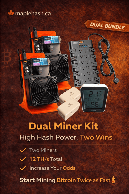 NerdQaxe++ Dual Miner Starter Kit – 12 TH/s Home Bitcoin Mining Bundle (Canada 🇨🇦) - Maplehash Canada