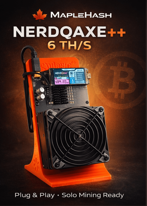 NerdQaxe++ Rev 6.1 – 6 TH/s Solo Bitcoin Miner - Maplehash Canada