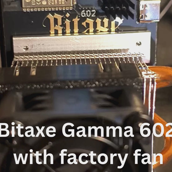 Before and after sound comparison of Bitaxe Gamma 602 fan upgrade demonstrating reduced noise and quieter home bitcoin mining setup in Canada