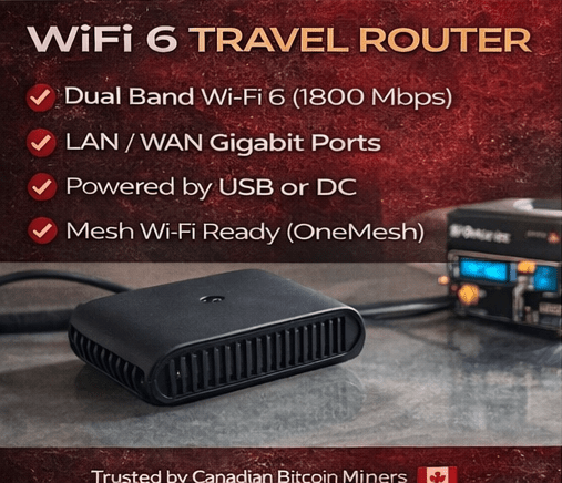 WiFi 6 Travel Router (AX1500) – Secure High - Speed Network for Bitcoin Mining Setups (Canada) - Maplehash Canada