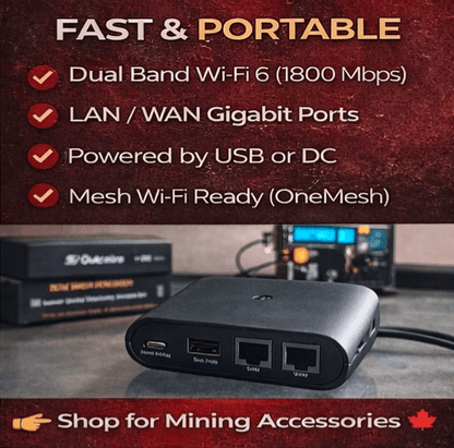 WiFi 6 Travel Router (AX1500) – Secure High - Speed Network for Bitcoin Mining Setups (Canada) - Maplehash Canada